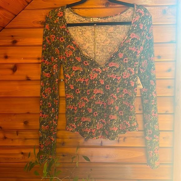 Floral green black and pink Free People thermal - Picture 2 of 7